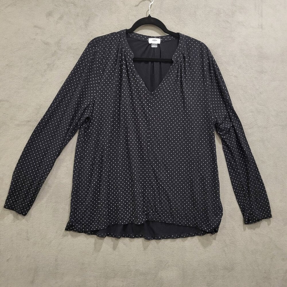Old Navy Polka Dot Blouse XL Long Sleeve Popover‎ Casual Top Lightweight Boho